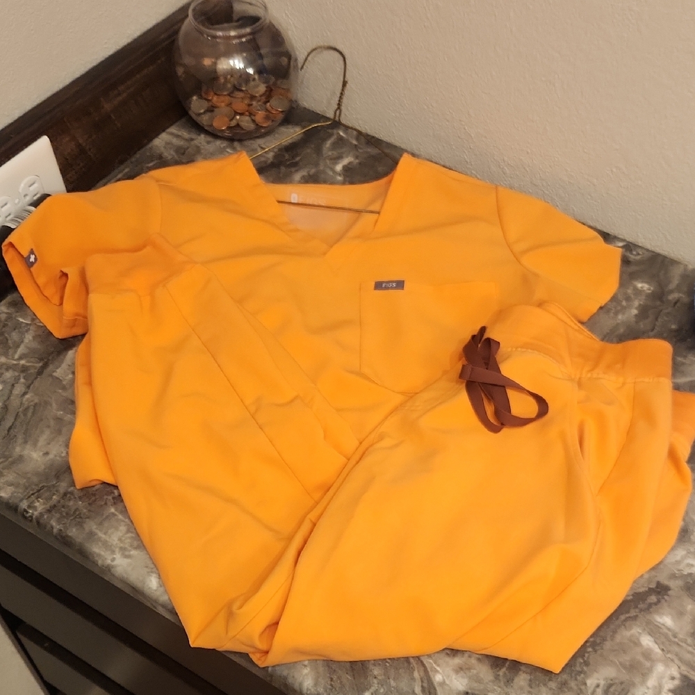 Figs Orange Scrub Top And Pants